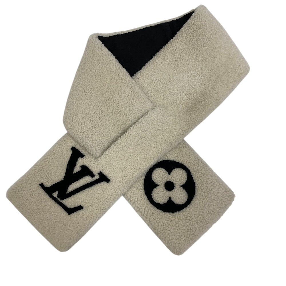 Louis Vuitton Scarf M77054 Monogram Shearing White Echarpe Shirring Women(Unisex)