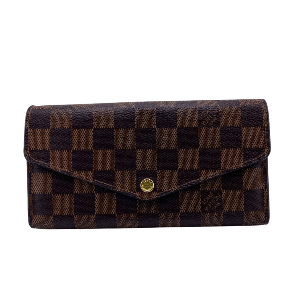 Louis Vuitton Long Wallet Purse N63209 Leather Brown Damier Portefeuille Sarah Women
