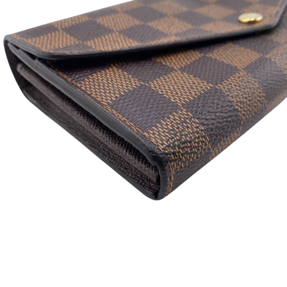 Louis Vuitton Long Wallet Purse N63209 Leather Brown Damier Portefeuille Sarah Women