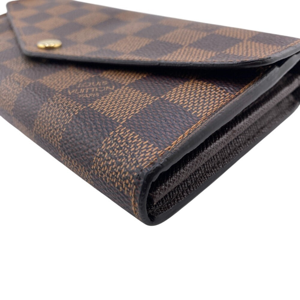 Louis Vuitton Long Wallet Purse N63209 Leather Brown Damier Portefeuille Sarah Women