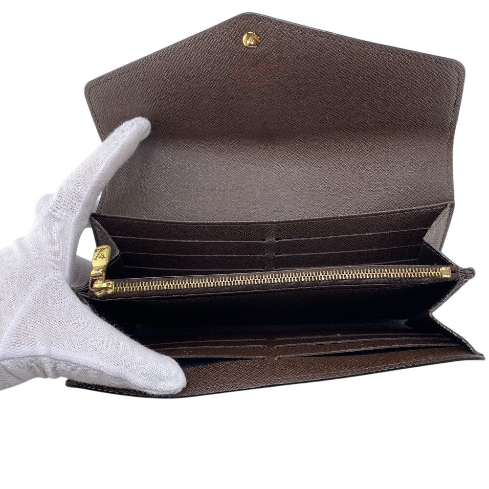 Louis Vuitton Long Wallet Purse N63209 Leather Brown Damier Portefeuille Sarah Women