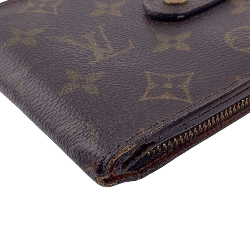 Louis Vuitton Bifold Wallet M61667 Leather Brown Zip Around Monogram Compact Zip Women(Unisex)