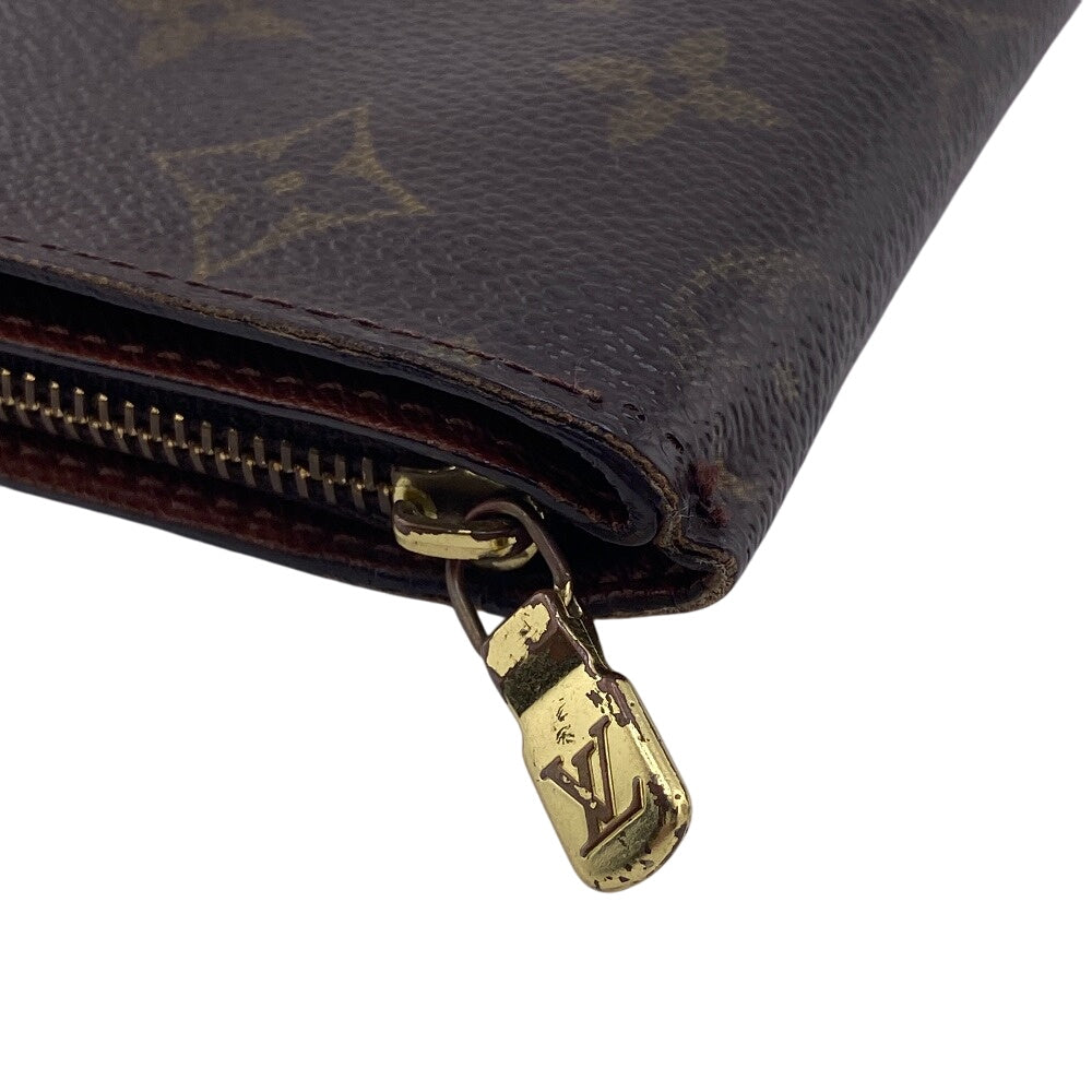 Louis Vuitton Bifold Wallet M61667 Leather Brown Zip Around Monogram Compact Zip Women(Unisex)