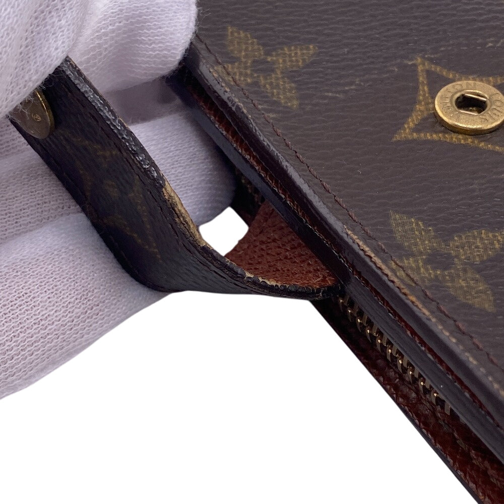 Louis Vuitton Bifold Wallet M61667 Leather Brown Zip Around Monogram Compact Zip Women(Unisex)