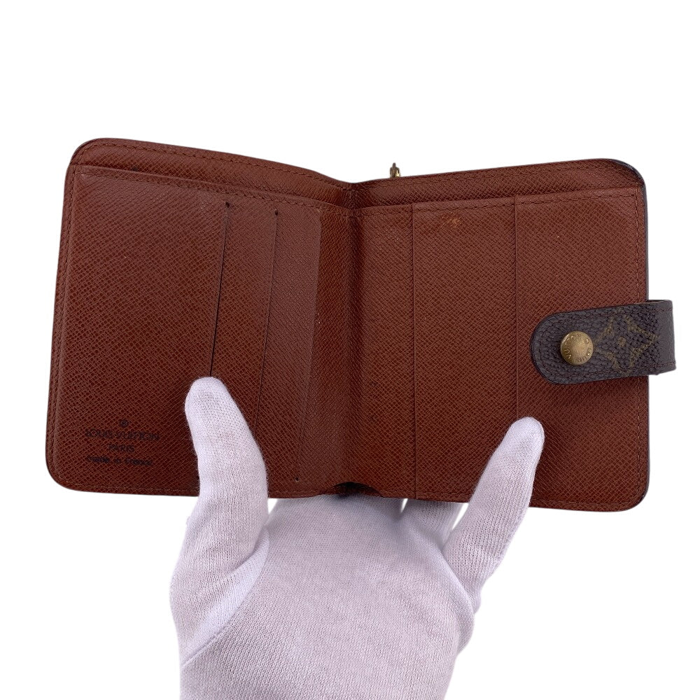Louis Vuitton Bifold Wallet M61667 Leather Brown Zip Around Monogram Compact Zip Women(Unisex)