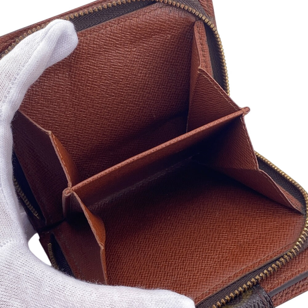 Louis Vuitton Bifold Wallet M61667 Leather Brown Zip Around Monogram Compact Zip Women(Unisex)