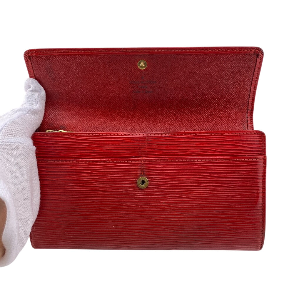 Louis Vuitton Long Wallet Purse M63577 Epi Leather Red Epi Leather Porto Monnet Women