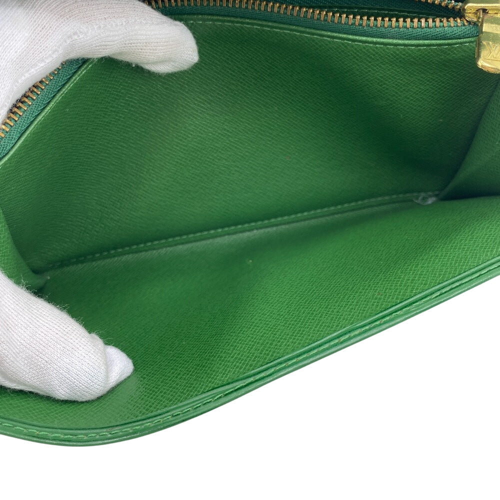 Louis Vuitton Long Wallet Purse M63574 Leather Green Epi Pochette Portomo Credit Mens