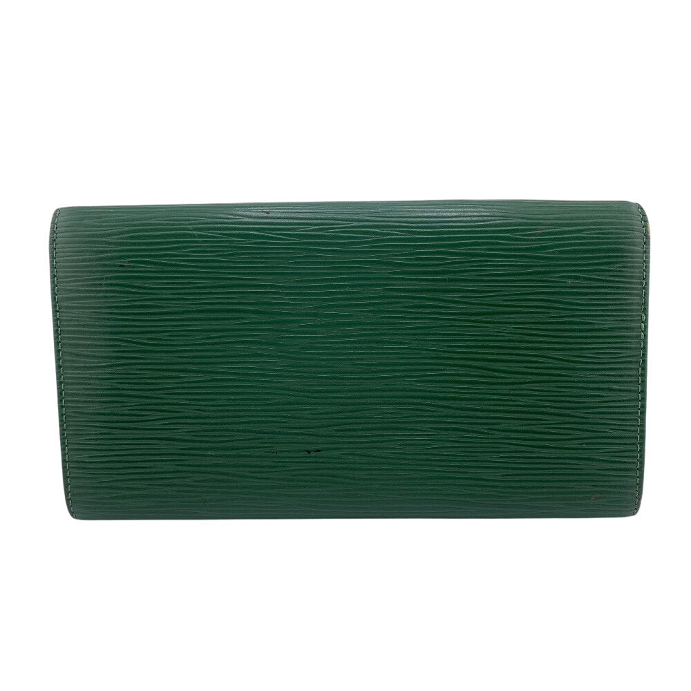 Louis Vuitton Long Wallet Purse M63574 Leather Green Epi Pochette Portomo Credit Mens