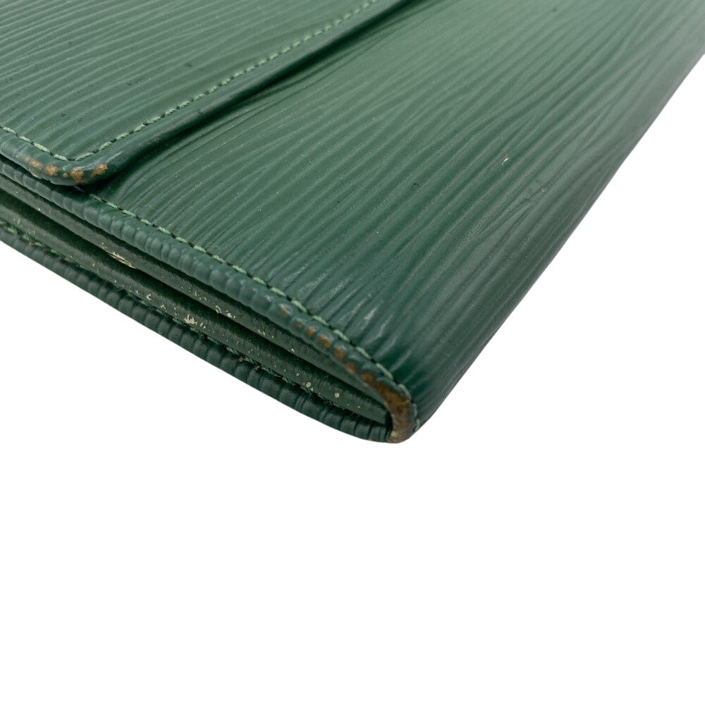 Louis Vuitton Long Wallet Purse M63574 Leather Green Epi Pochette Portomo Credit Mens