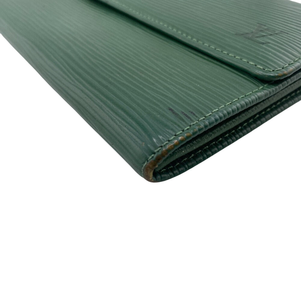 Louis Vuitton Long Wallet Purse M63574 Leather Green Epi Pochette Portomo Credit Mens