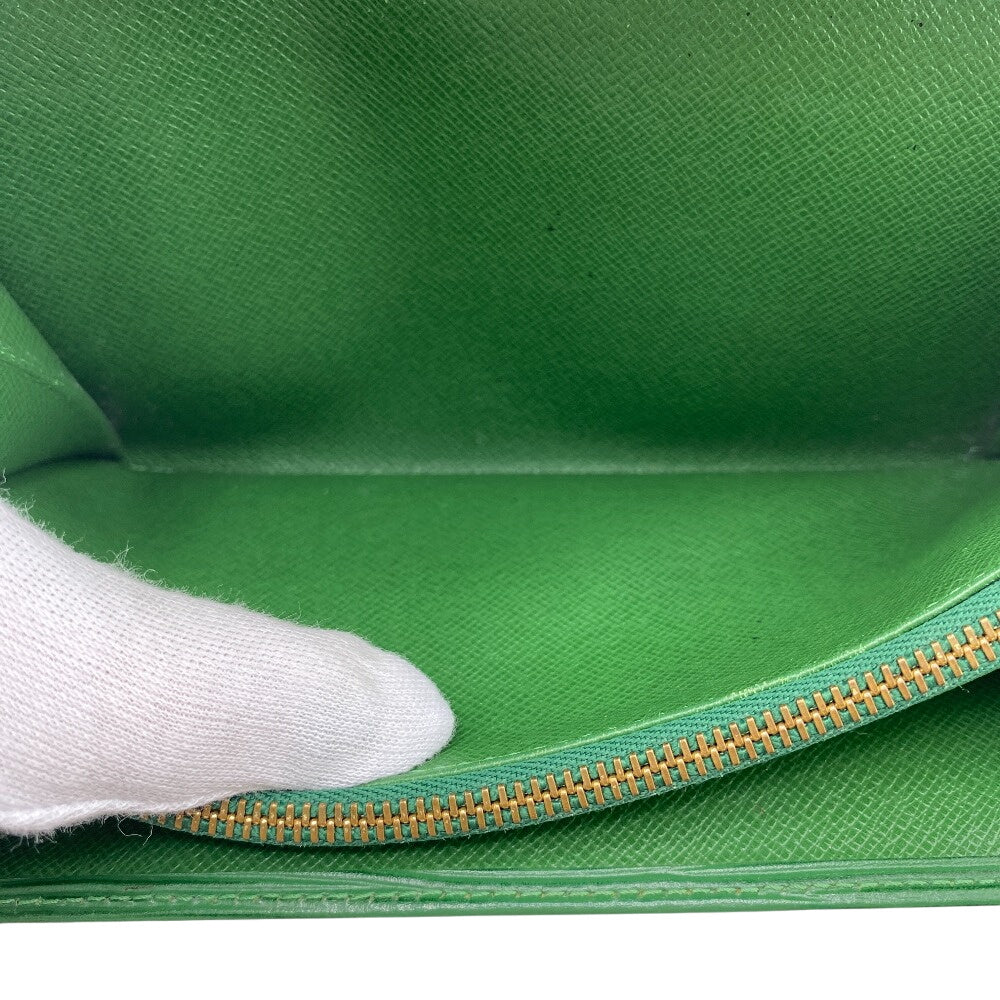 Louis Vuitton Long Wallet Purse M63574 Leather Green Epi Pochette Portomo Credit Mens