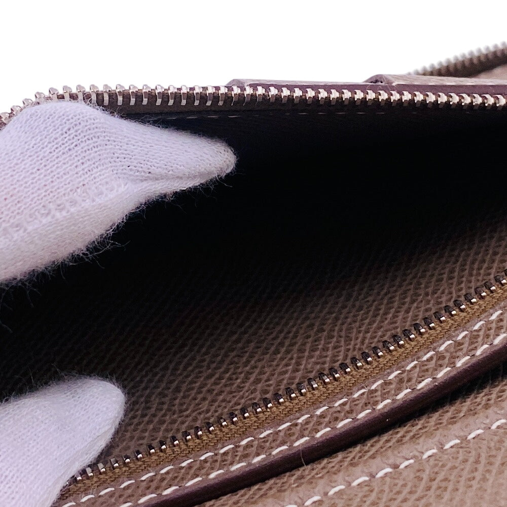 Hermes Long Wallet Purse Leather Gray Vision Epsom Agenda Women