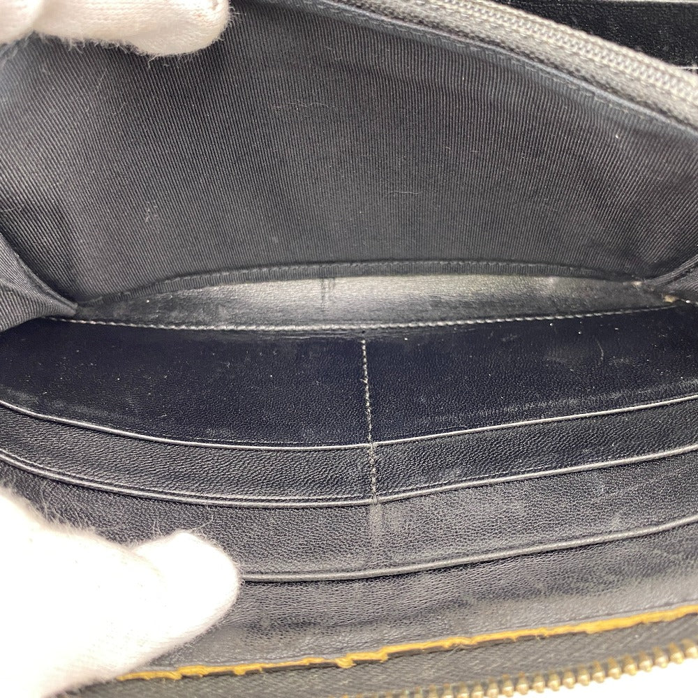Chanel Long Wallet Purse Lambskin Black Zip Around Lambskin Matrasse Women
