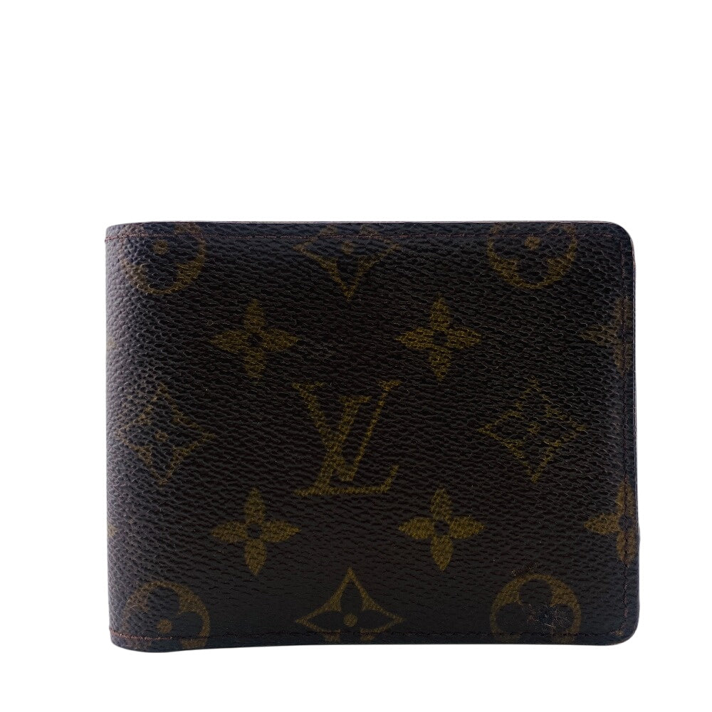 Louis Vuitton Bill Compartment M60895 Leather Brown Bifold Wallet Monogram Portefeuille Multripru