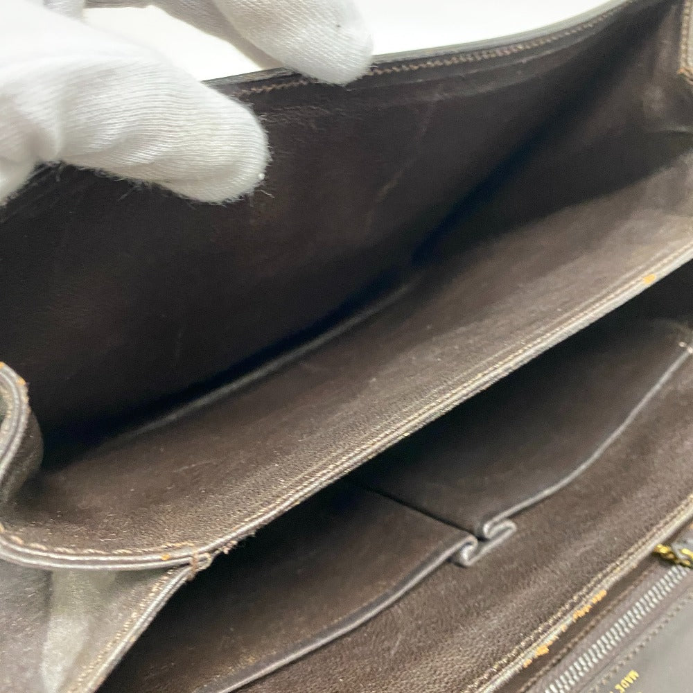 Celine Shoulder Bag Leather Brown Carriage Metal Vintage Women