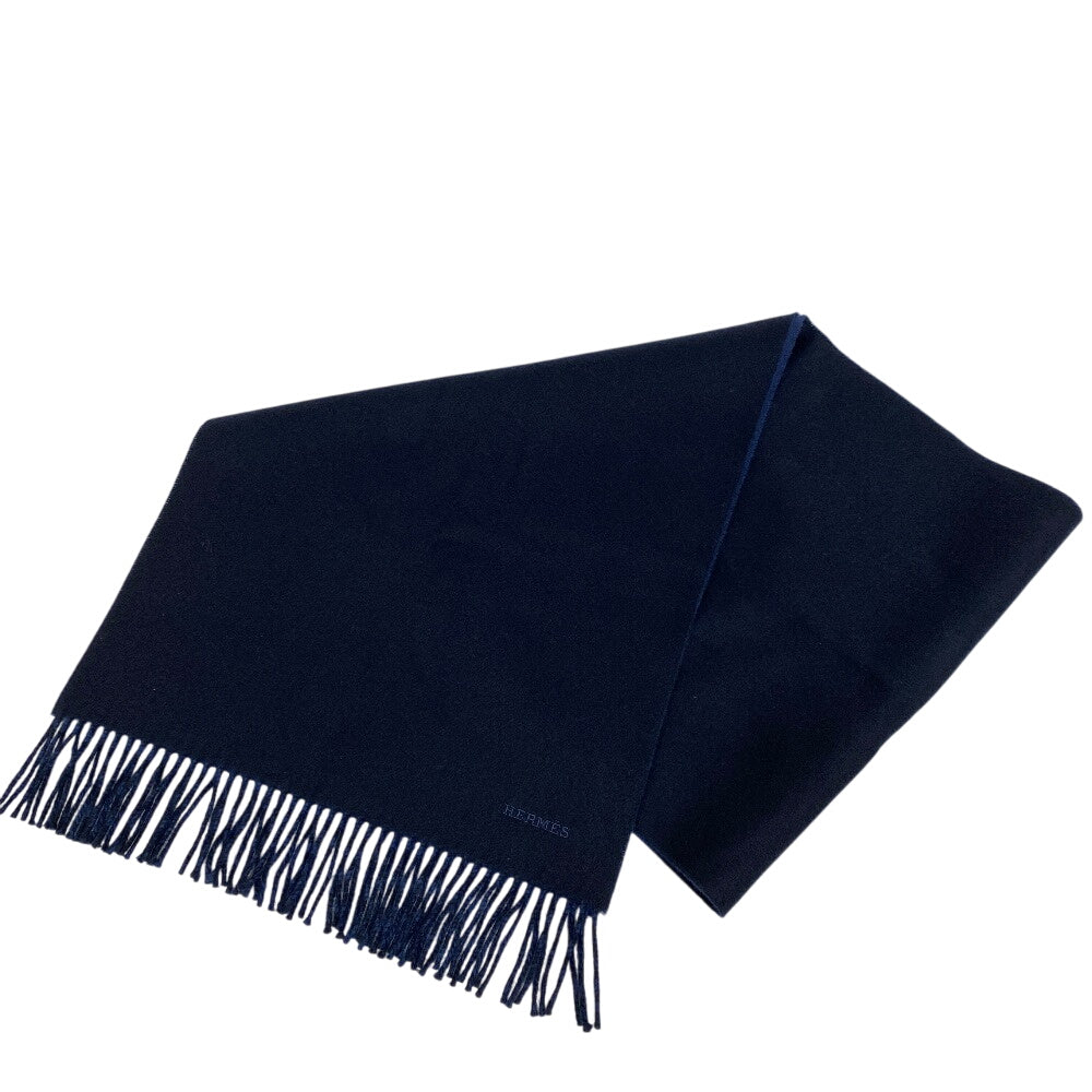 Hermes Scarf Cashmere Navy Recto Verso