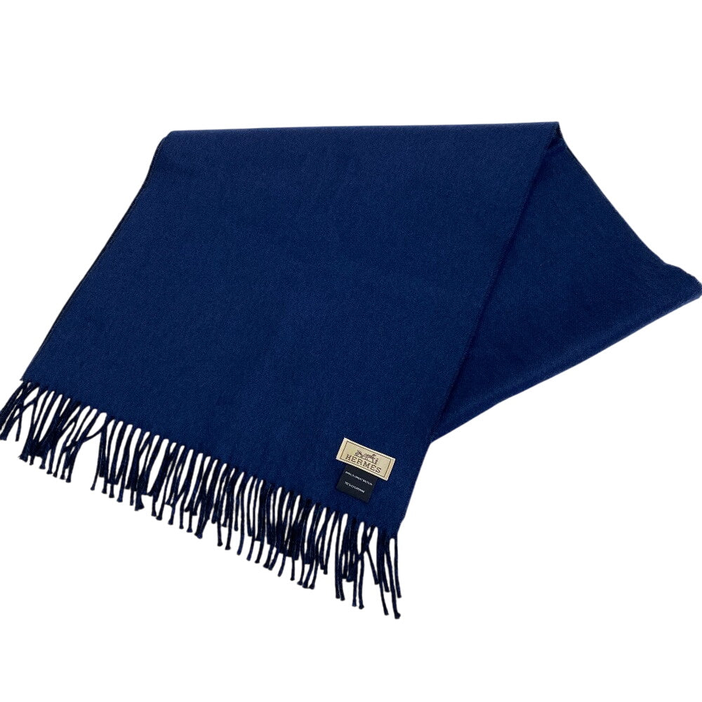Hermes Scarf Cashmere Navy Recto Verso
