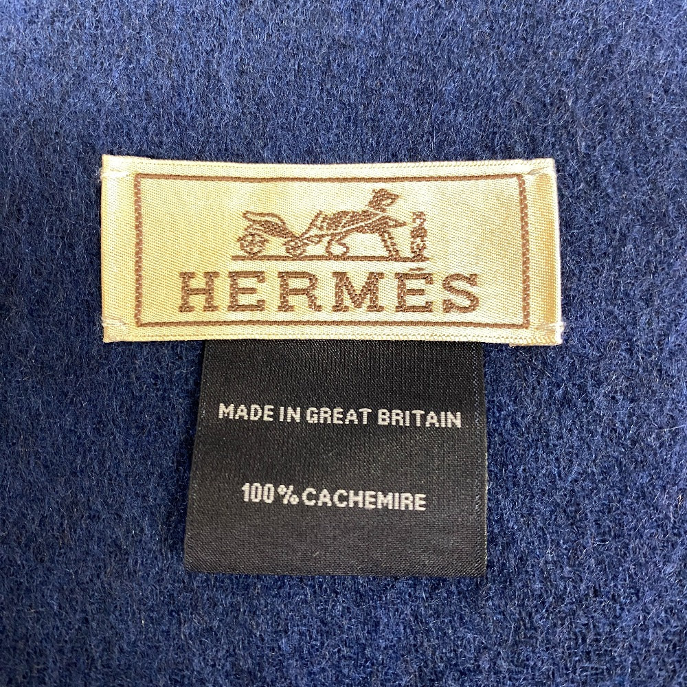 Hermes Scarf Cashmere Navy Recto Verso