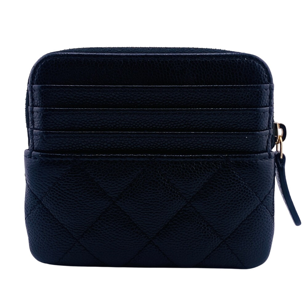 Chanel Coin Case Caviar Skin Black Fragment Case Caviar Skin Matrasse Women