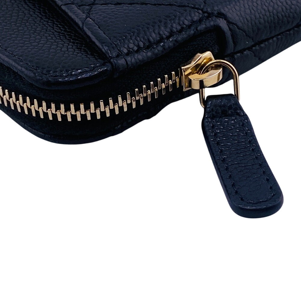 Chanel Coin Case Caviar Skin Black Fragment Case Caviar Skin Matrasse Women