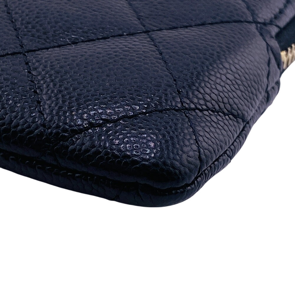 Chanel Coin Case Caviar Skin Black Fragment Case Caviar Skin Matrasse Women