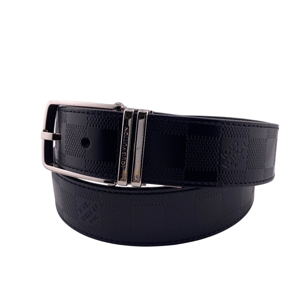 Louis Vuitton Belt M9674 Leather Black Damier Infini Santur Boston Mens 90/36