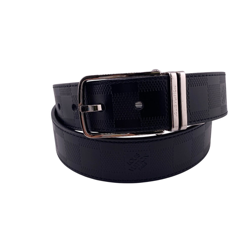 Louis Vuitton Belt M9674 Leather Black Damier Infini Santur Boston Mens 90/36