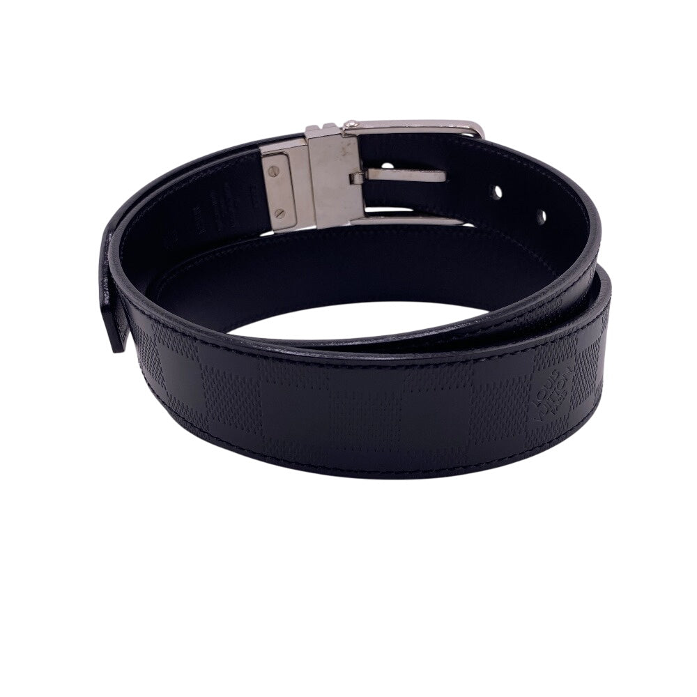 Louis Vuitton Belt M9674 Leather Black Damier Infini Santur Boston Mens 90/36