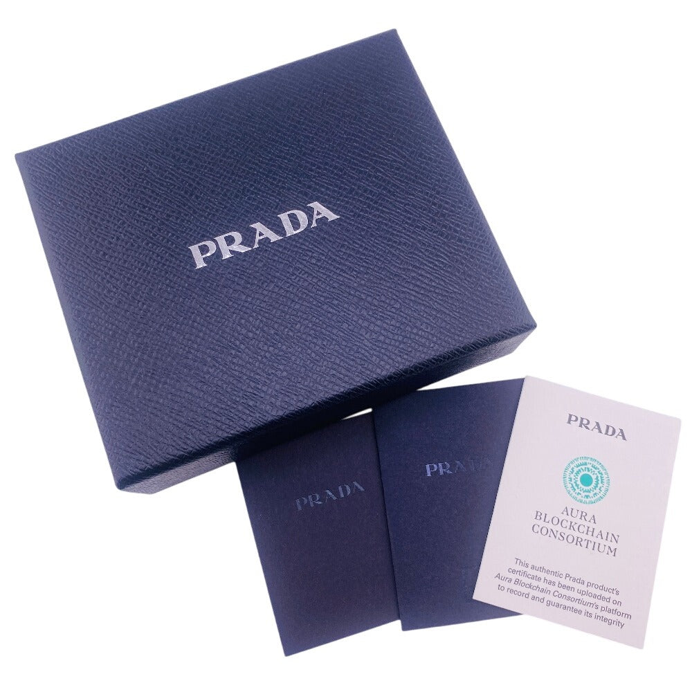 Prada Tri-Fold Wallet 1Mh176 Leather Beige Compact Wallet Wittelomb Triangle Women