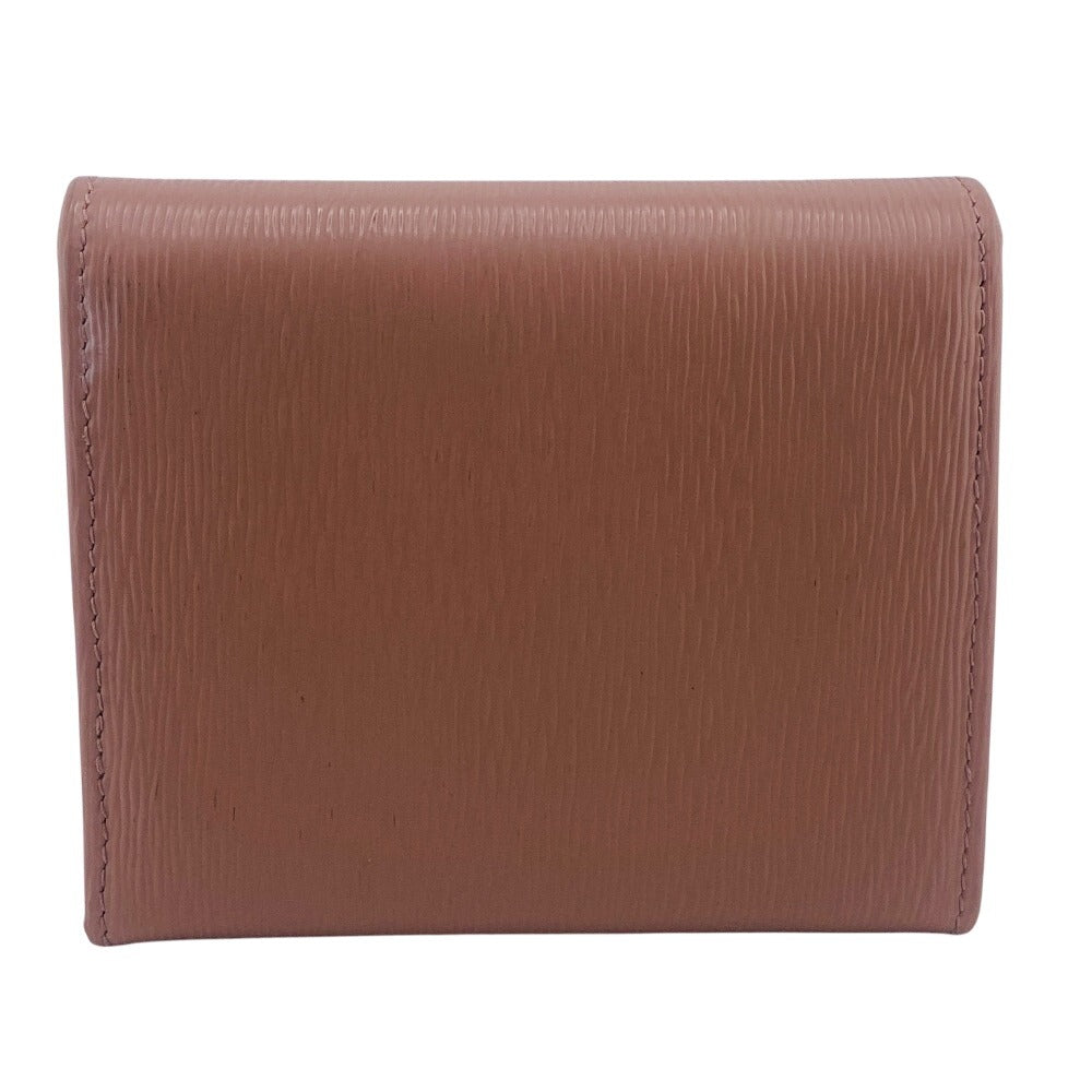 Prada Tri-Fold Wallet 1Mh176 Leather Beige Compact Wallet Wittelomb Triangle Women