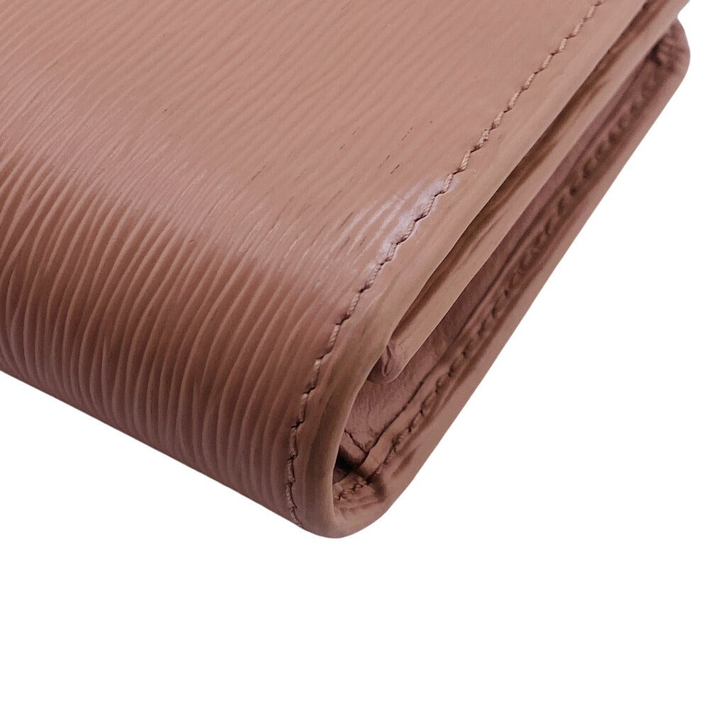 Prada Tri-Fold Wallet 1Mh176 Leather Beige Compact Wallet Wittelomb Triangle Women