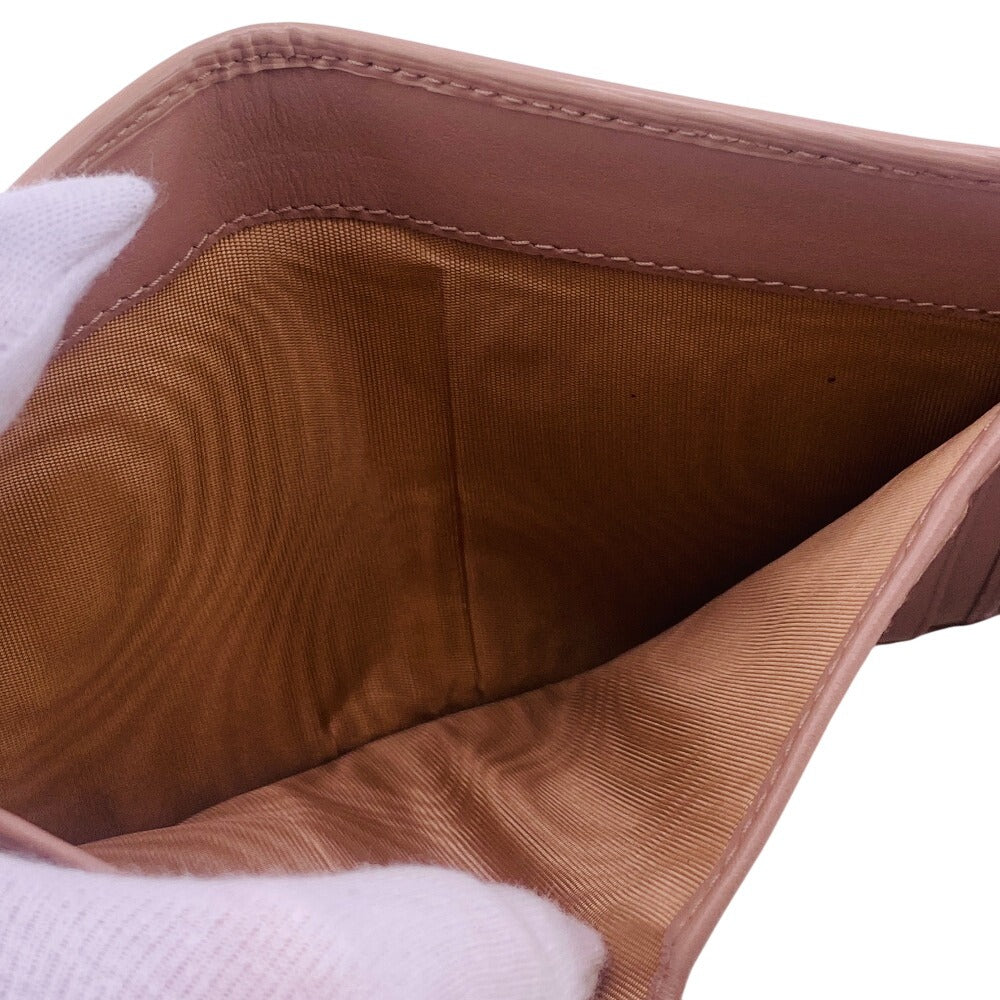 Prada Tri-Fold Wallet 1Mh176 Leather Beige Compact Wallet Wittelomb Triangle Women