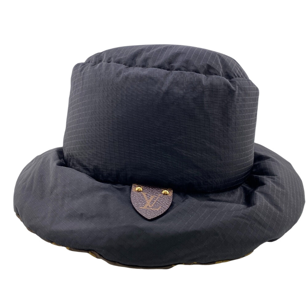 Louis Vuitton Hat M77024 Nylon, Leather Black Monogram Hat Bob Pillow Bucket Hat S