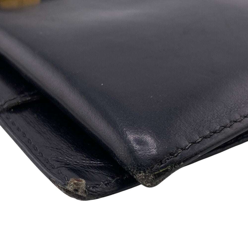 Hermes Long Wallet Purse Box Scarf Black 1996 Long Wallet Bean Classic Mens(Unisex)