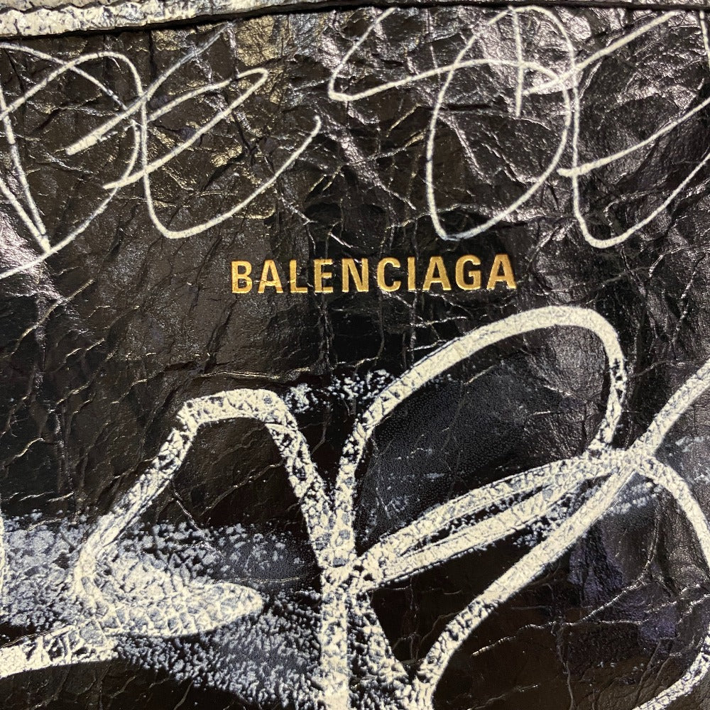Balenciaga Handbag 671409 Leather Black Tote Bag Graffiti 2Way Barbes Medium Shopper Graffiti Mens