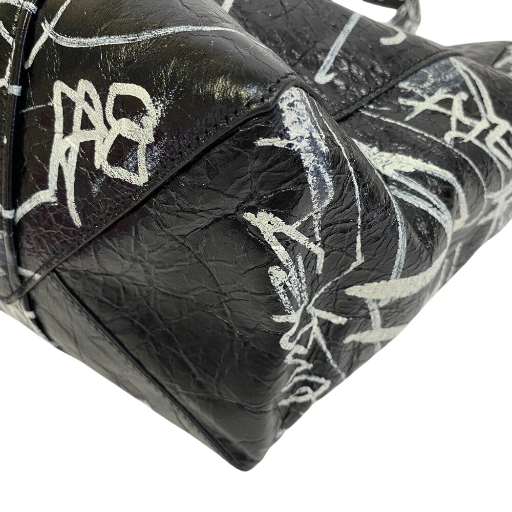 Balenciaga Handbag 671409 Leather Black Tote Bag Graffiti 2Way Barbes Medium Shopper Graffiti Mens