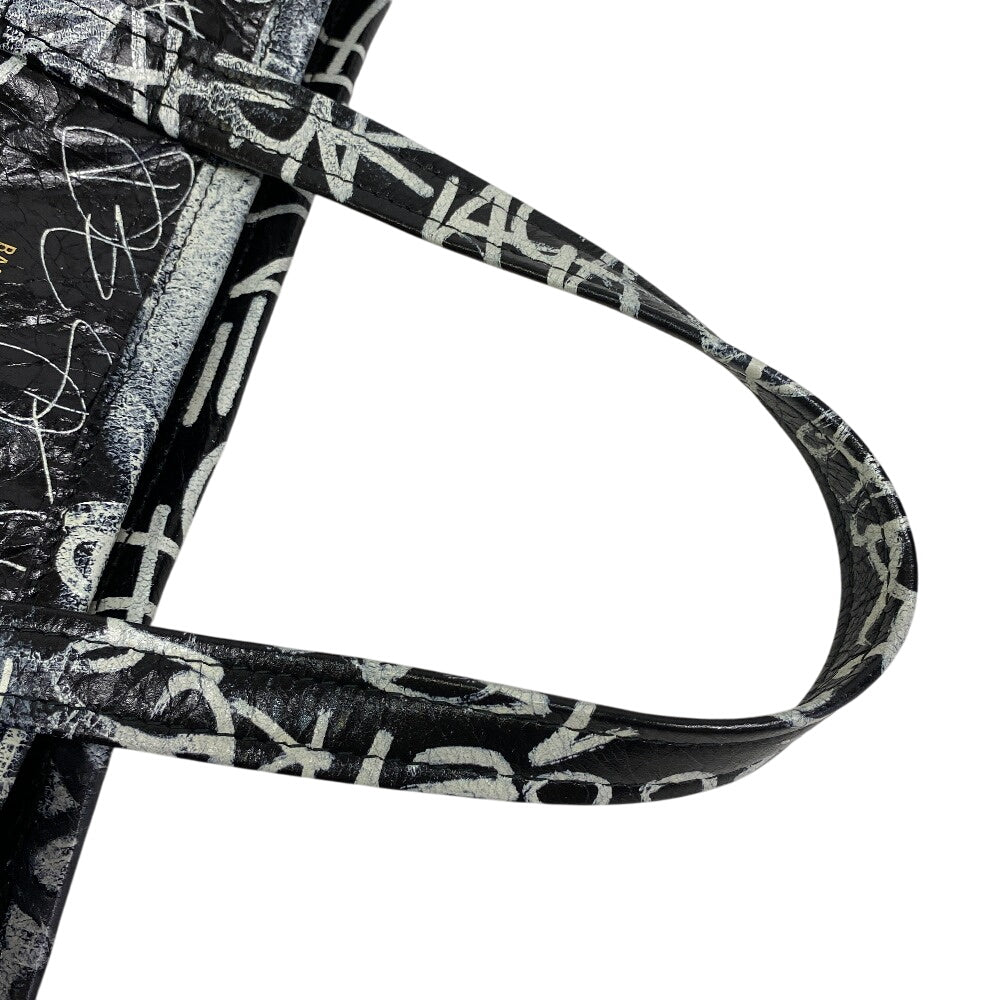 Balenciaga Handbag 671409 Leather Black Tote Bag Graffiti 2Way Barbes Medium Shopper Graffiti Mens