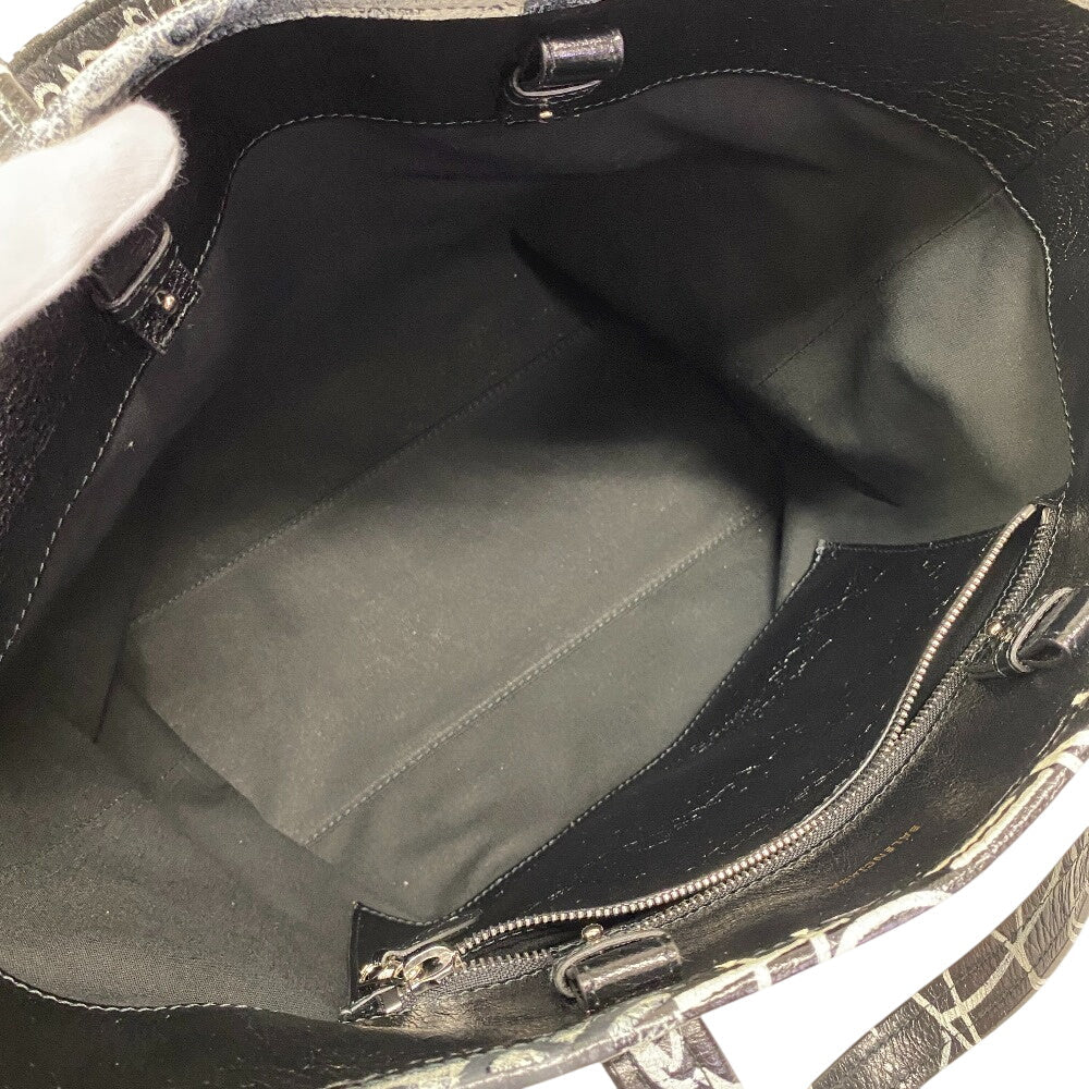 Balenciaga Handbag 671409 Leather Black Tote Bag Graffiti 2Way Barbes Medium Shopper Graffiti Mens