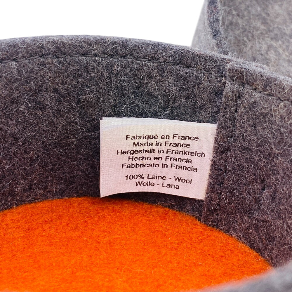 Hermes Pouch Felt Gray Accessory Case Sugar Box Women(Unisex)