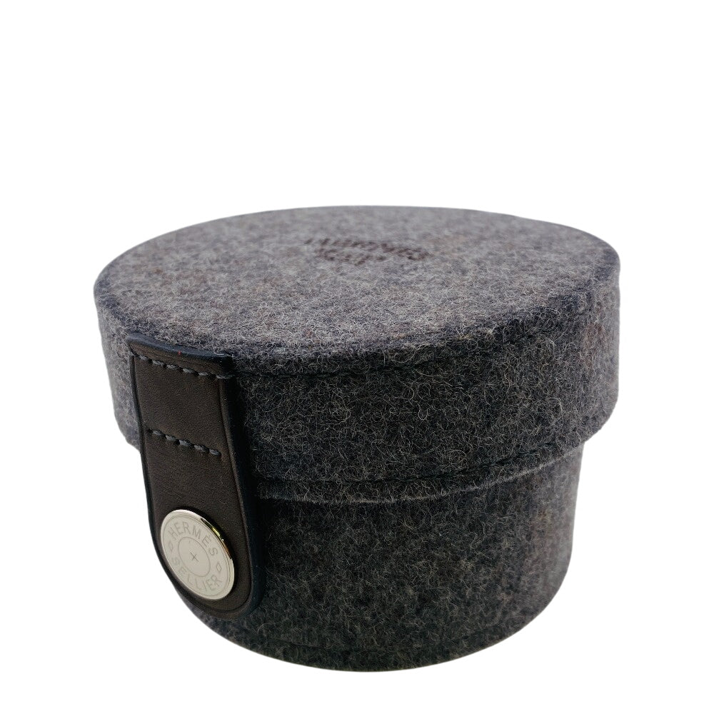 Hermes Pouch Felt Gray Accessory Case Sugar Box Women(Unisex)