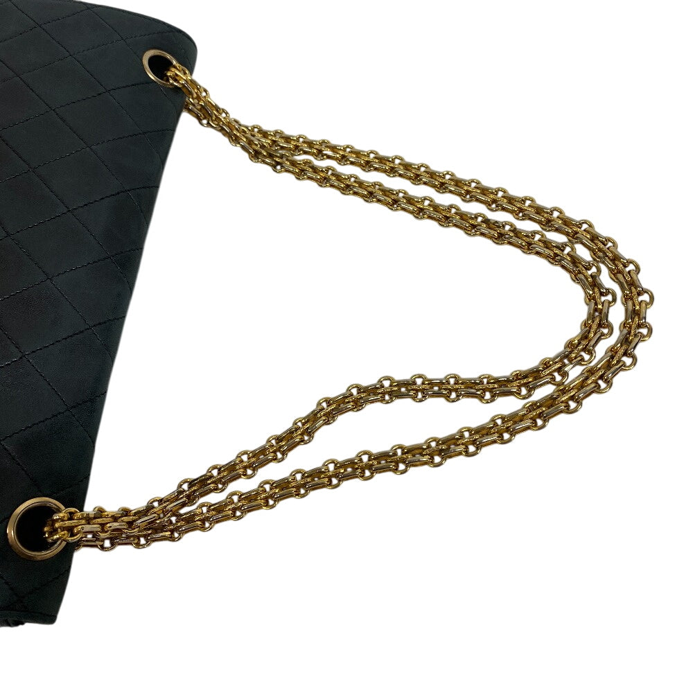 Chanel Shoulder Bag Lambskin Black Double Flap Matrasse Matrasse Women