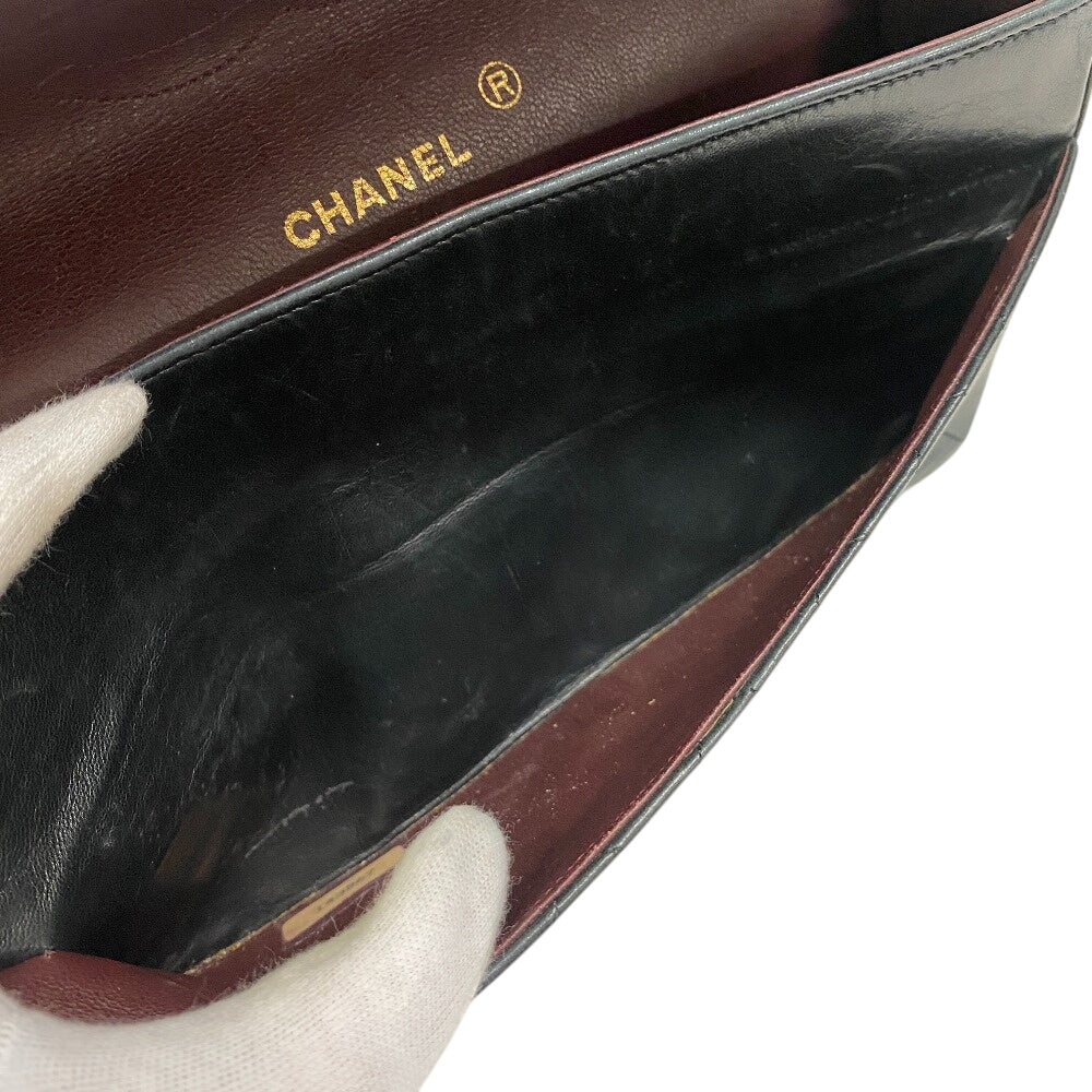 Chanel Shoulder Bag Lambskin Black Double Flap Matrasse Matrasse Women