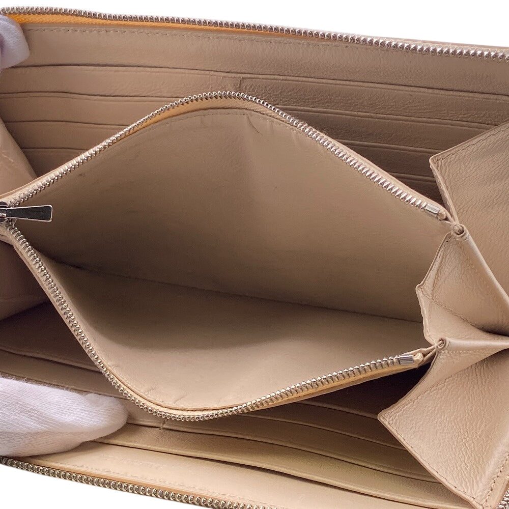 Balenciaga Long Wallet Purse 594317 Leather Beige Zip Around Cash Continental Wallet Logo