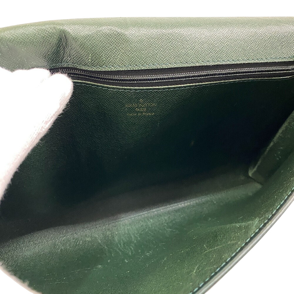 Louis Vuitton Clutch Bag M30204 Leather Green Business Bag Briefcase Business Bag Taiga Volga Mens
