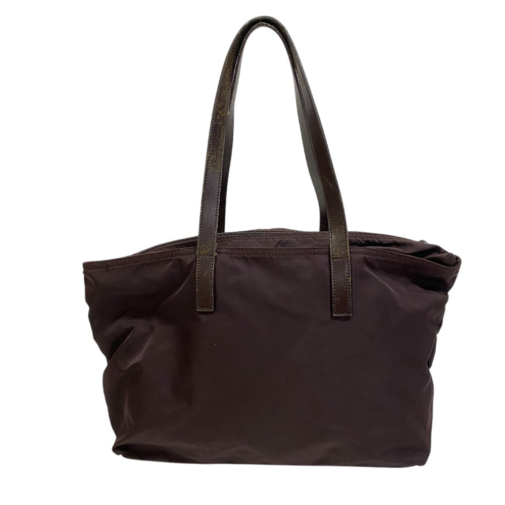 Prada Tote Bag Nylon, Leather Wine-Red Shouldertote Bag Triangle Logo Women