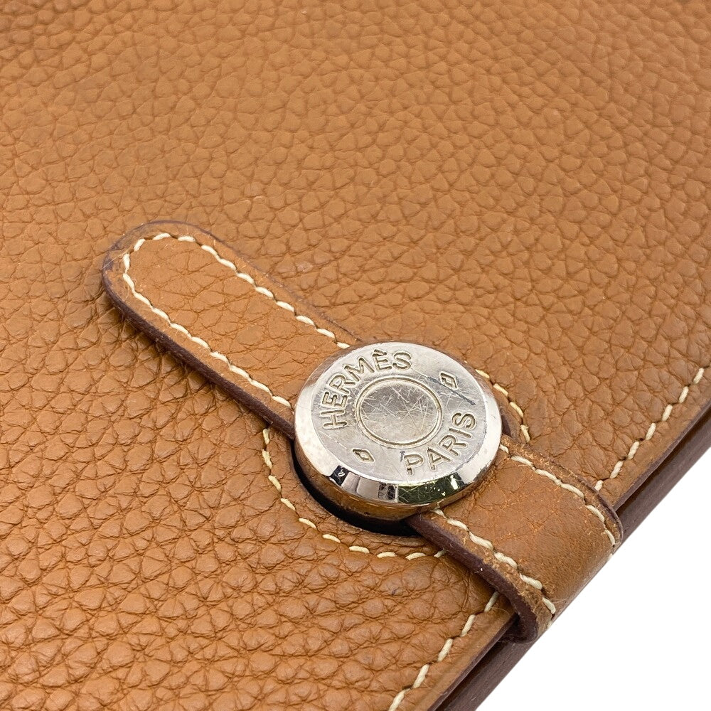 Hermes Long Wallet Purse Taurillon Clemence Brown Duo Dogon Gm Women