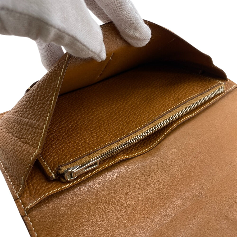 Hermes Long Wallet Purse Taurillon Clemence Brown Duo Dogon Gm Women
