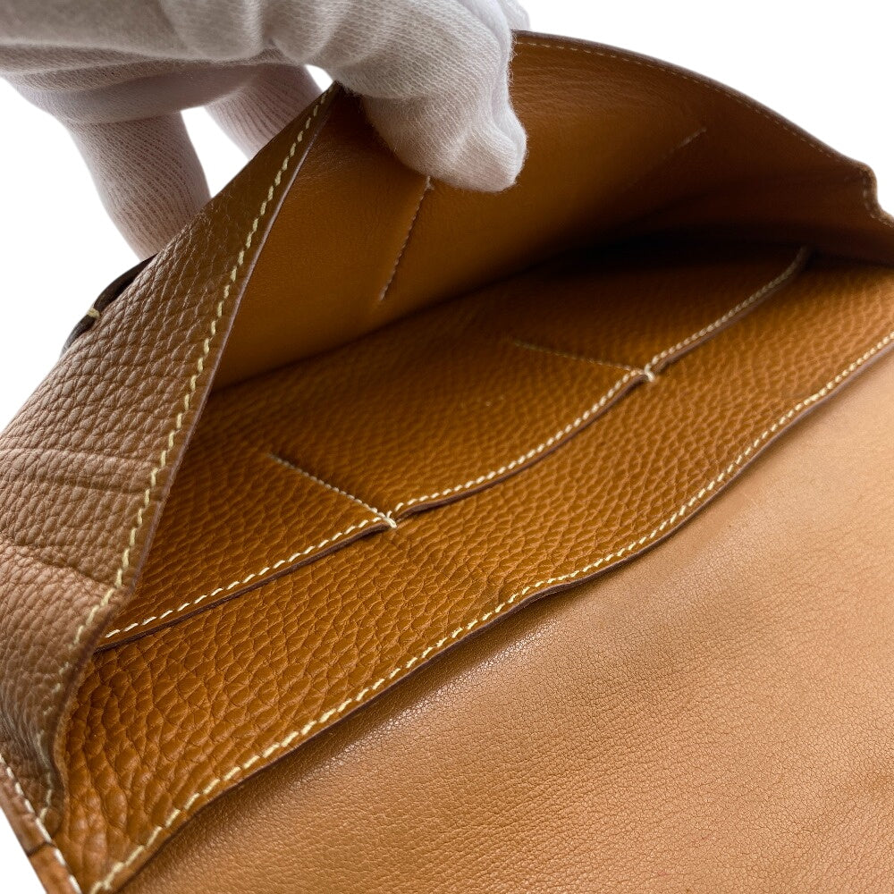 Hermes Long Wallet Purse Taurillon Clemence Brown Duo Dogon Gm Women