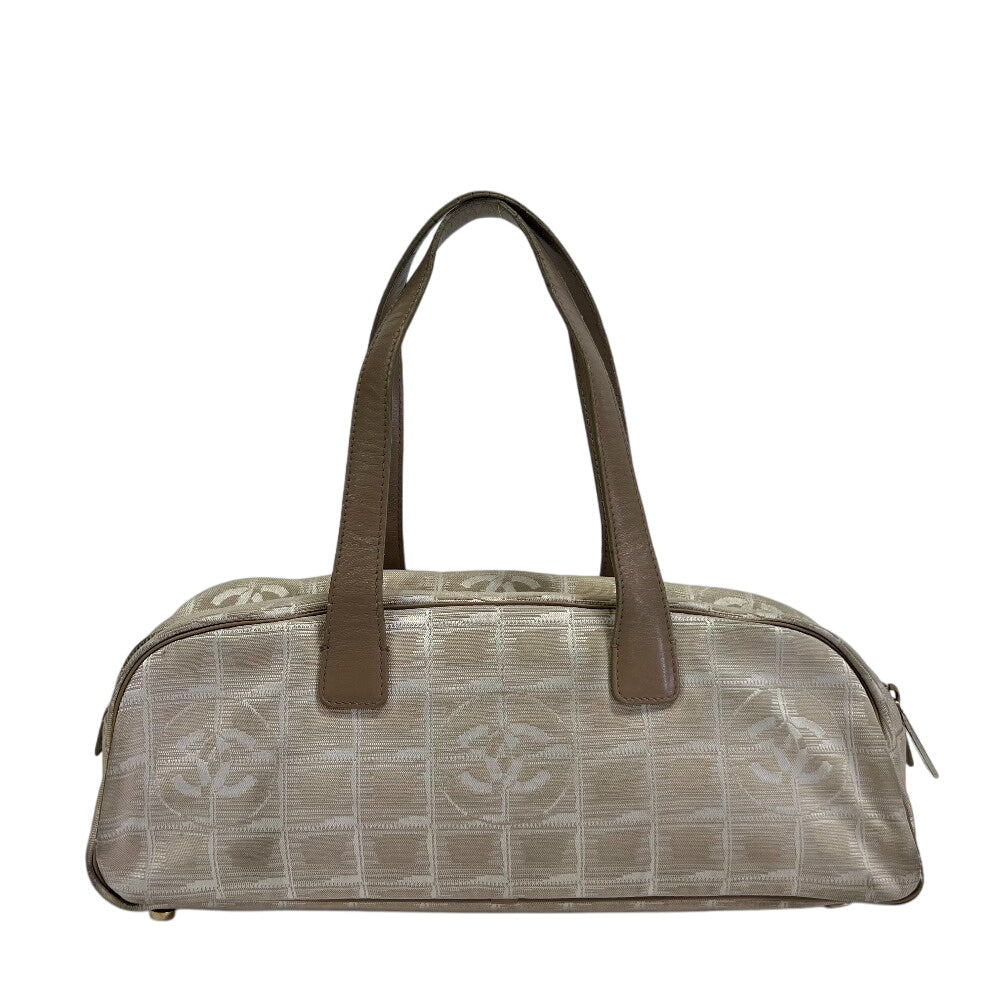 Chanel Handbag A15828 Nylon, Leather Beige New Travel Mini Boston